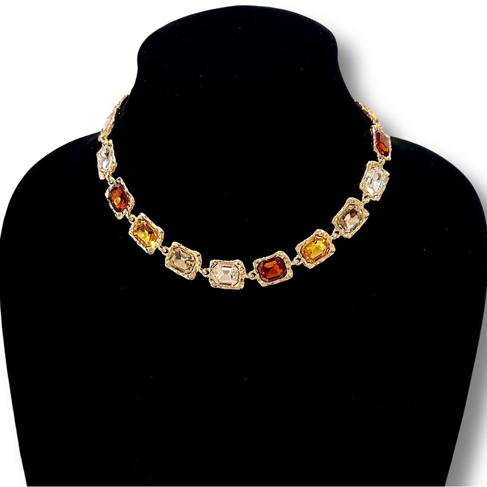 WARM HUES Designer Gemstone Statement Necklace & Earrings Set | NWT - Picture 14 of 16
